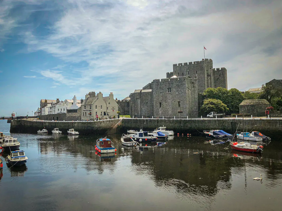 Castle Rushen overlooking Castletown harbour on the Isle of Man